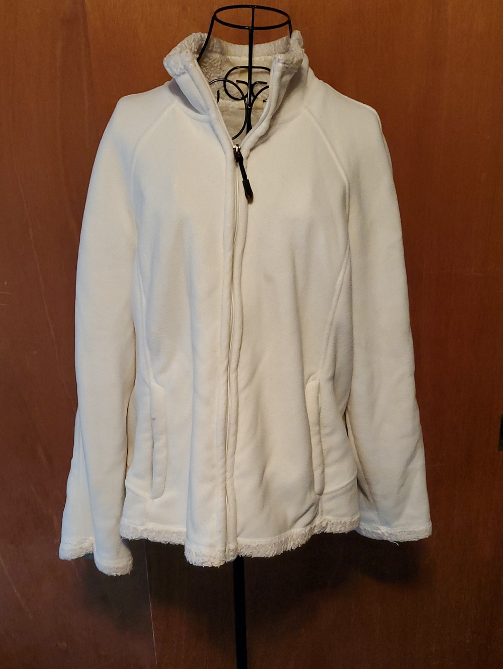 GreenTea Women's Cream Zip-Front Teddy Fleece Jacket